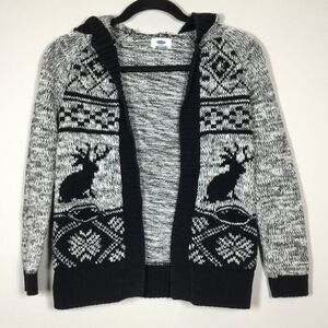 Fair isle rabbit with antlers soft 100% cotton kids hooded cardigan size M/L